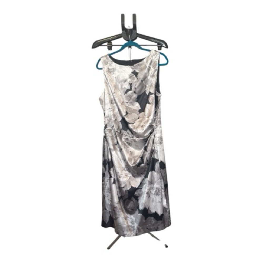 Chico's Black and Silver Floral Midi Dress
